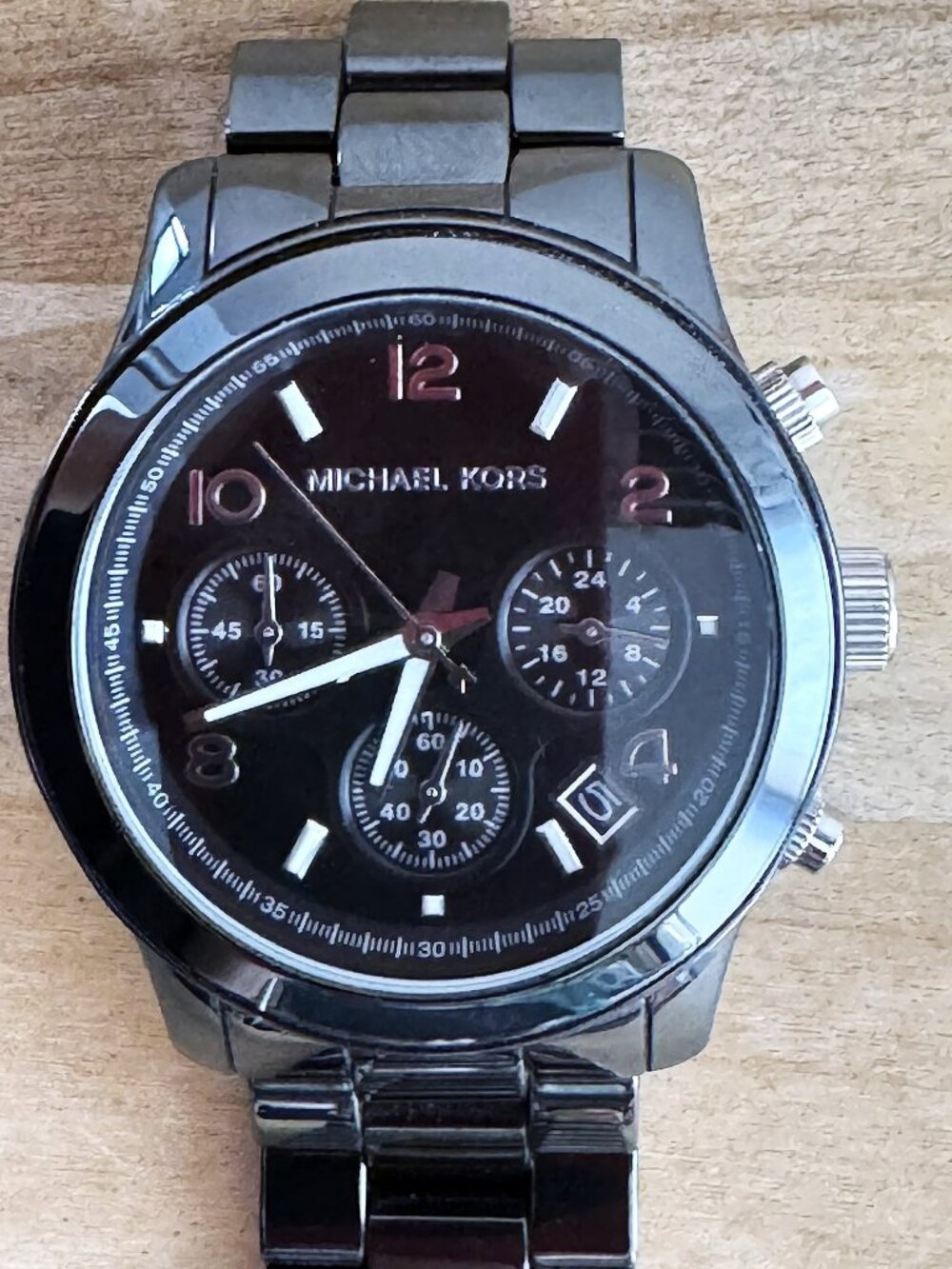 MICHAEL KORS MK5162 Black Ceramic Chronograph Quartz Watch working w broken band